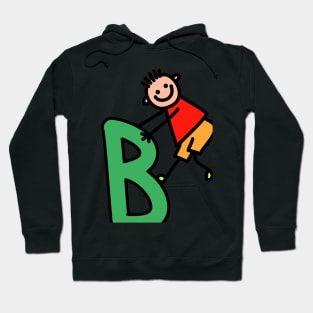 Letter B for Boys alphabet Kids Colorful Cartoon Character Hoodie